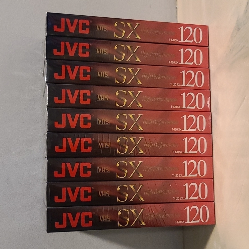 JVC VHS SX T120 Tapes New, Sealed, 9 Tapes